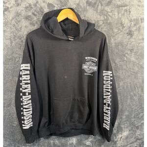 Harley-Davidson Men's Lightning Crest Pullover Hooded Sweatshirt Large Black
